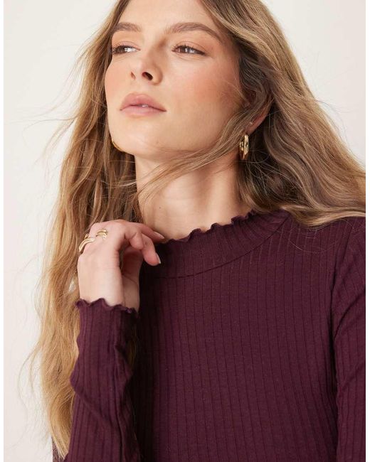 Jdy Purple Lettuce Edge Top