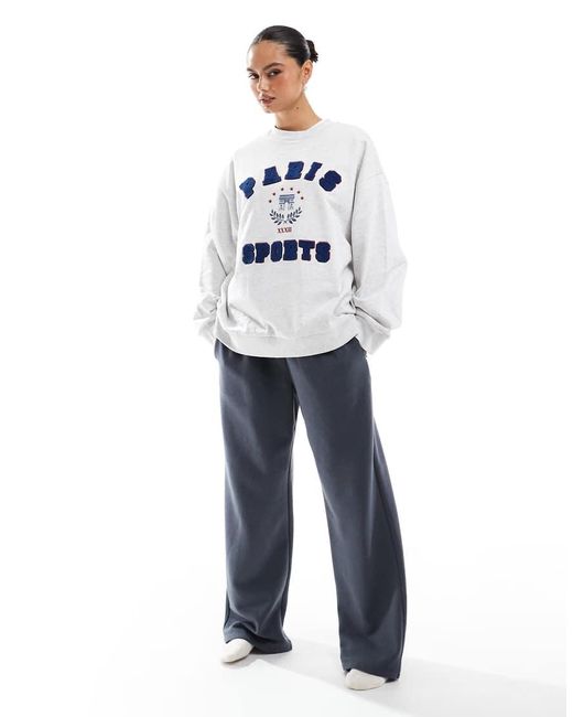 ASOS Oversized Sweater Met 'Paris'-Print in het White