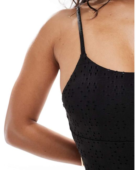 Daisy Street Blue Broderie Seam Detail Swimsuit