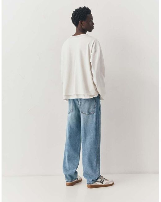 Pull&Bear Blue Baggy Jeans for men