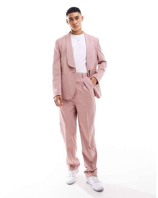 ASOS Pink Wide Shawl Lapel Suit Jacket for men