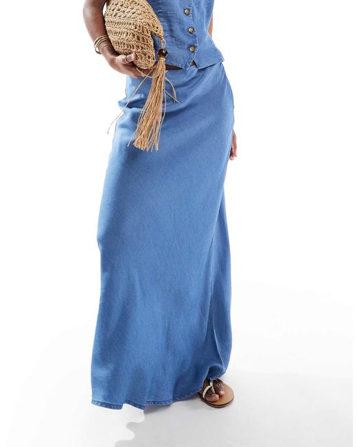 ONLY Blue – maxirock aus chambray-denim