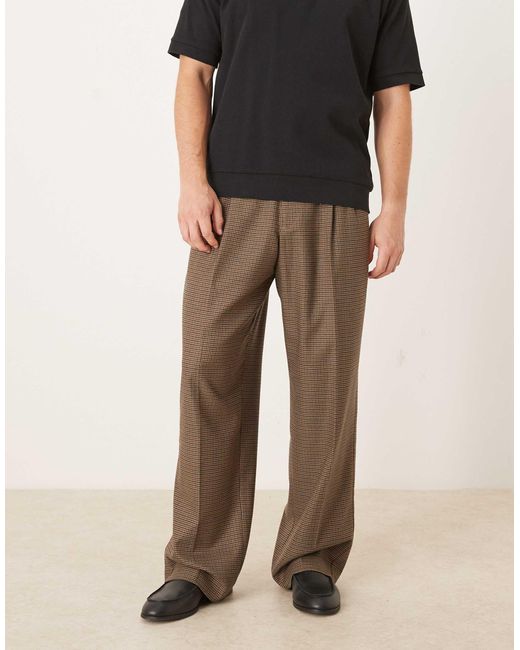 ASOS Brown Smart Wide Leg Trousers for men
