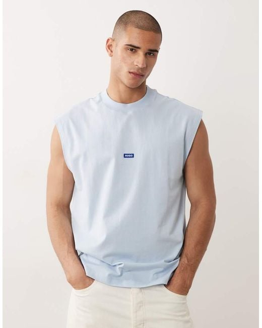 HUGO White Sleeveless Cotton T-shirt With Logo Detail for men