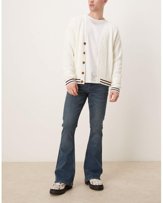ASOS White Stretch Flare Jeans for men