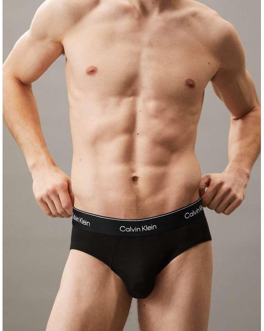 Calvin Klein Brown Icon Cotton Stretch 3 Pack Hip Briefs for men