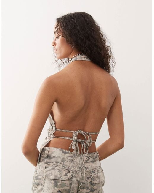 Collusion Green Halter Top With Tie Straps