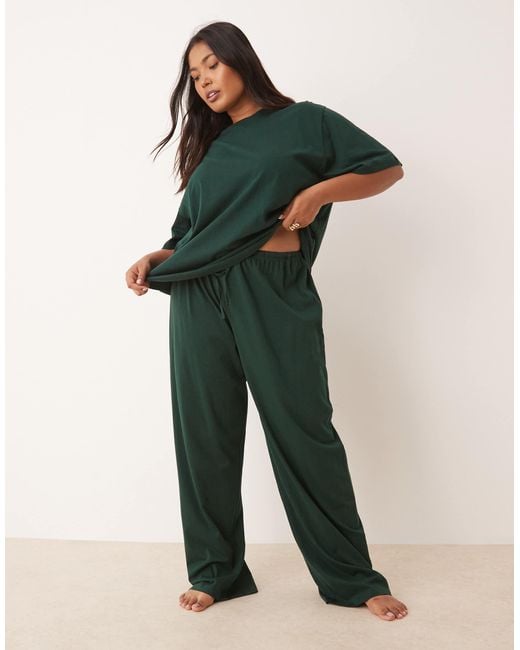 ASOS Green Asos Design Curve Mix & Match Cotton Pajama Pants