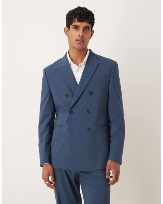 ASOS Men's Blue Double Breasted Regular Suit Jacket - Main Image
