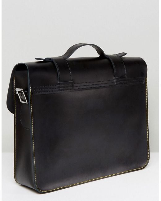 Dr. Martens 15 Inch Leather Satchel in Black for Men Lyst Canada