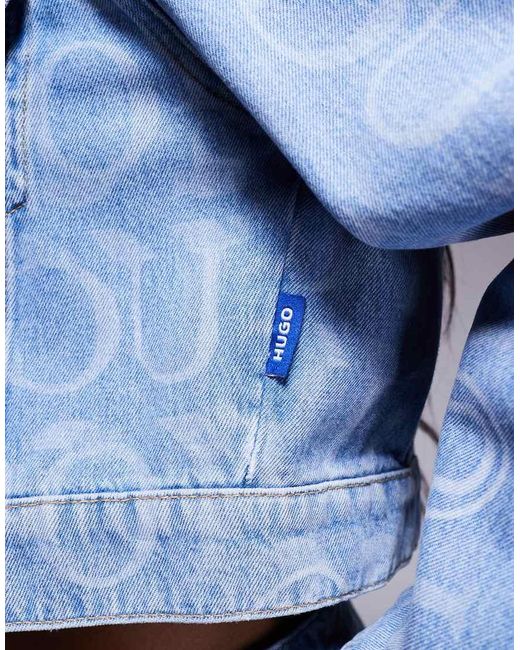 Chaqueta Vaquera Azul Con Estampado Integral Del Logo Galatea De (Parte De Un Conjunto) HUGO de color Blue