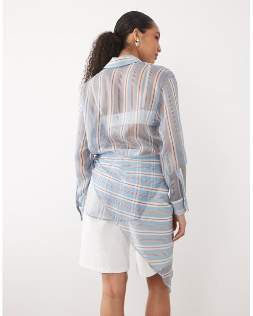 Mango Blue Sheer Shirt