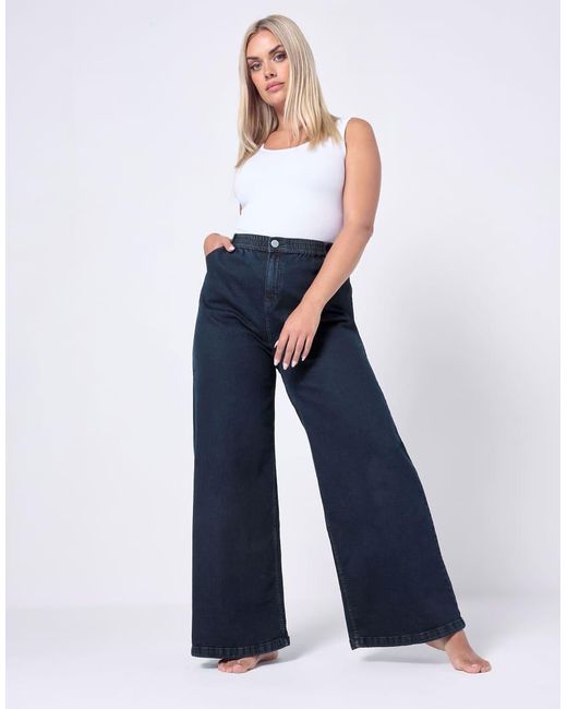 Yours Clothing Blue Wide Leg Slouchy Jeans