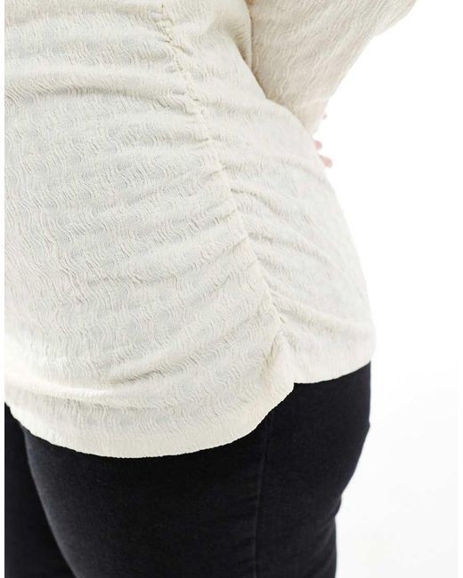 Vero Moda Gerimpelde Top Met Lange Mouwen En Textuur in het White