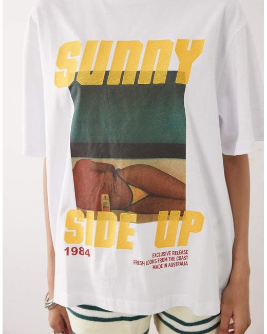 ASOS Multicolor Oversized T-shirt With Embroidered Sunny Side Up Graphic