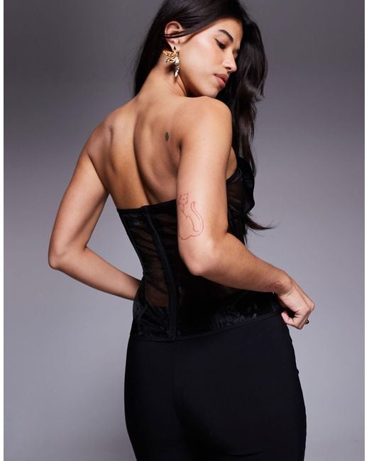 ASOS Black Organza Bandeau Top With Heart Detail