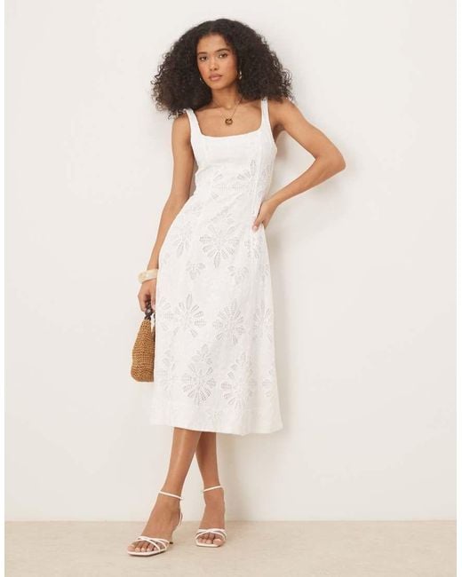 Mango Natural Premium Cutwork Midi Dress