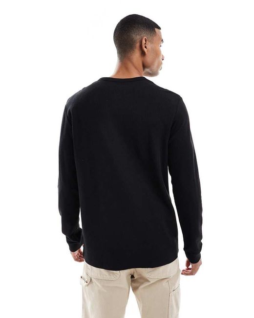 Jack & Jones Henley Top Met Lange Mouwen En Textuur in het Black voor heren