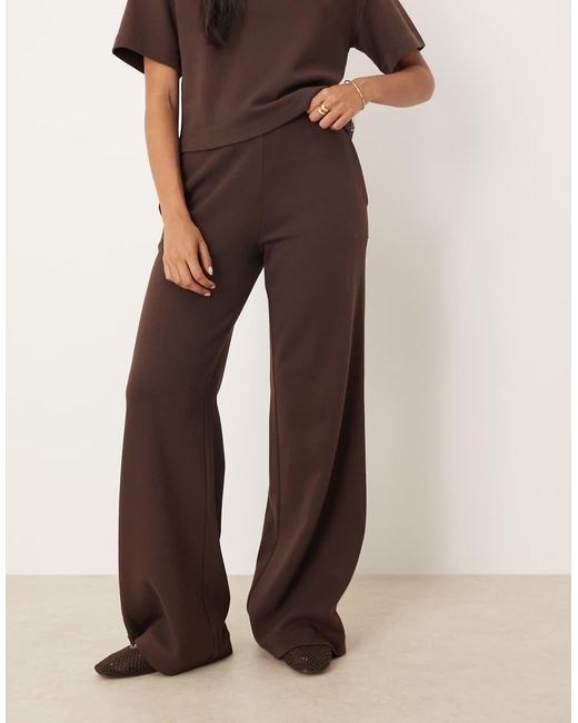 Pantalones Marrones De Pernera Recta De Punto De Mezcla De Algodón De (Parte De Un Conjunto) Mango de color Brown