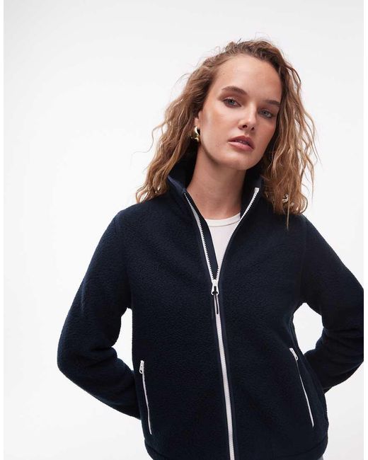 ARKET Blue Sleek Fleece Jacket With Zip Front