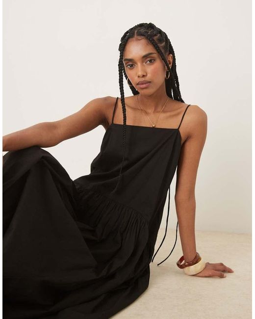 Vestito Lungo Con Vita Scesa di ASOS in Black