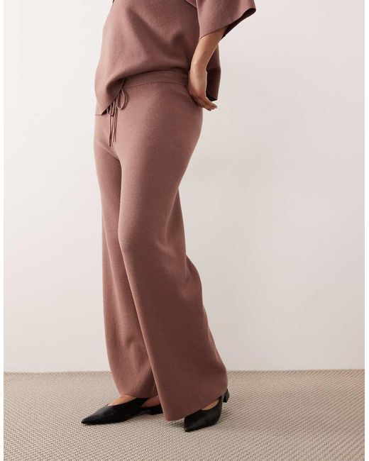 ASOS Brown Asos Design Curve Knitted Wide Leg Trouser Co-Ord