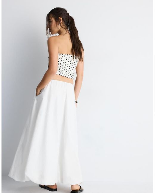 Stradivarius White Poplin Maxi Balloon Skirt