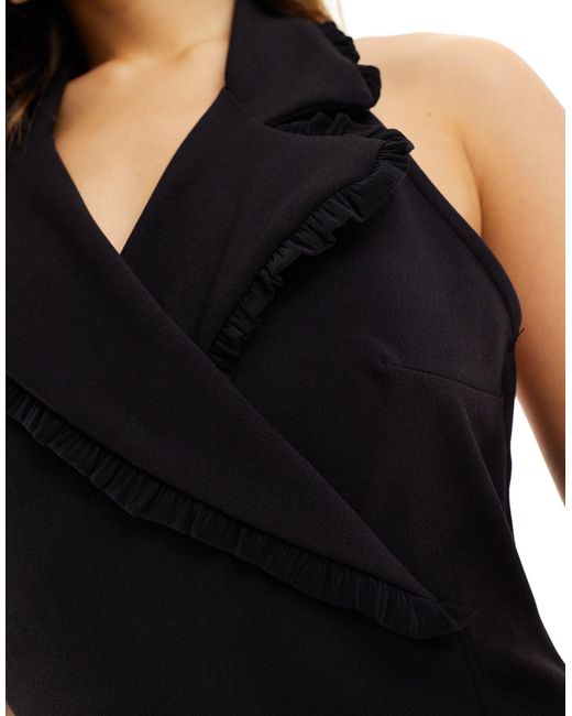 ASOS Black – minikleid aus em crepe mit neckholder und rüschen