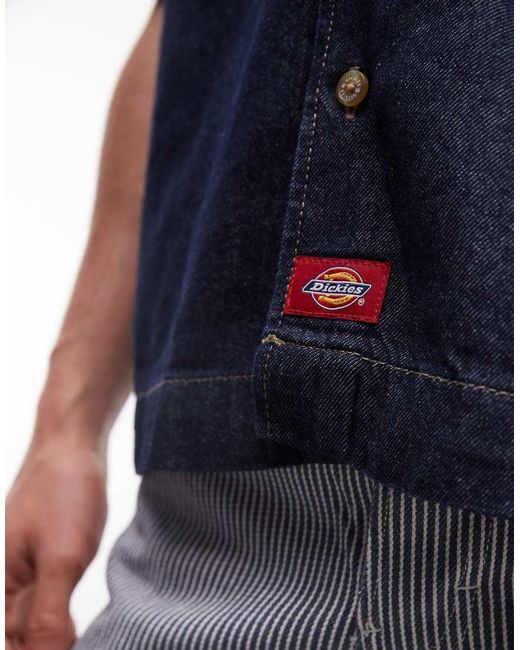 Dickies Blue Short Sleeve Denim Shirt for men