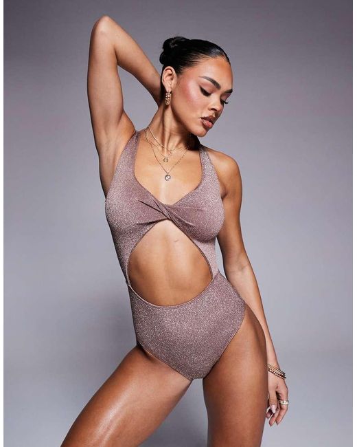 South Beach Multicolor Tist Front Cut Out Glitter Swimsuit