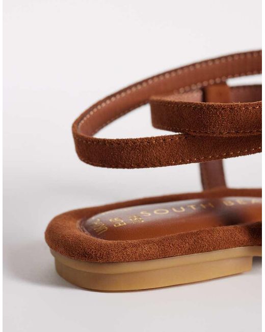 South Beach Brown Starfish Strappy Flat Sandals