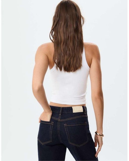 Stradivarius White Racerback Top