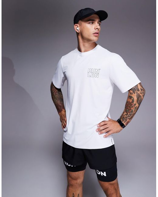 4505 White Run Ldn Back Print Mesh Running T-Shirt for men