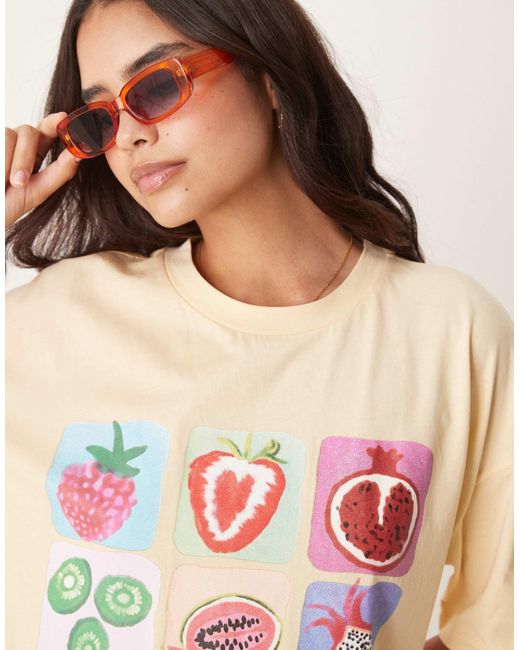 ASOS Yellow Oversized Tee With Fruit Graphic