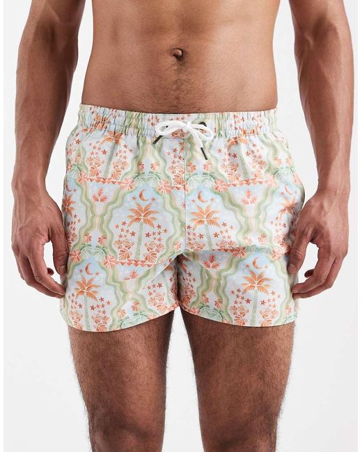 Aray Natural Palm Print Swim Shorts for men