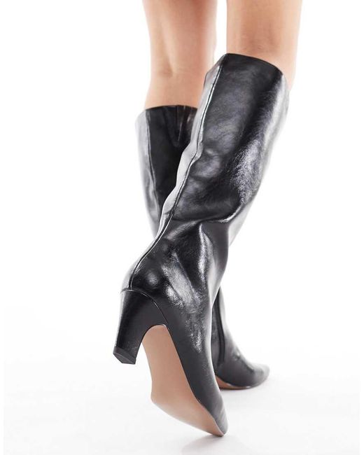 Schuh Black Delia Kitten Heel Knee Boots