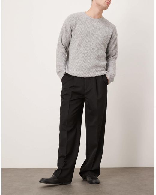 ASOS Black Smart Wide Leg Pants With Front Pleats for men