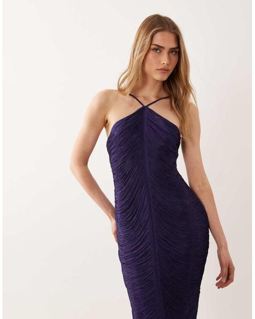 Mango Blue Capsule Tassel Halterneck Midi Dress