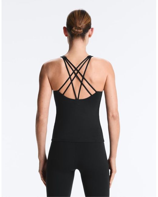 Oysho Black Comfortlux Long Multi-Strap Tank Top With Cups