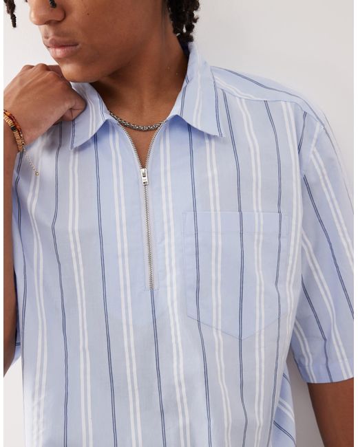 Collusion Blue Half Zip Shirt for men