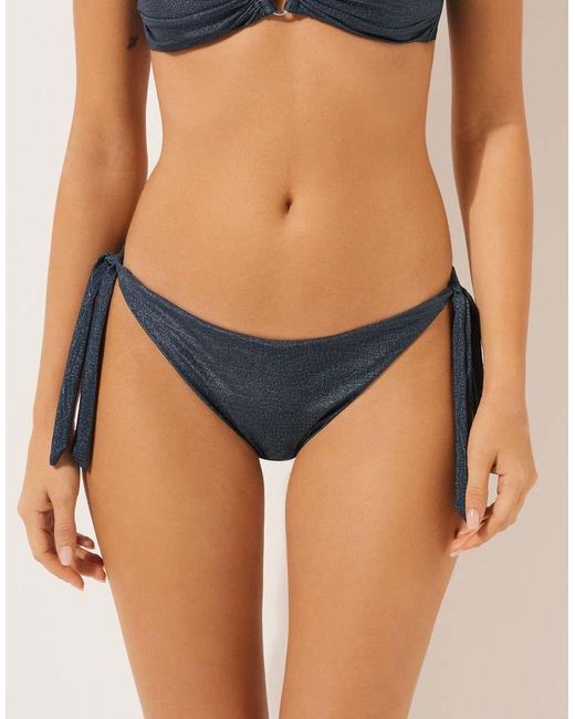 Calzedonia Blue Bow Bikini Bottoms Glowing Python