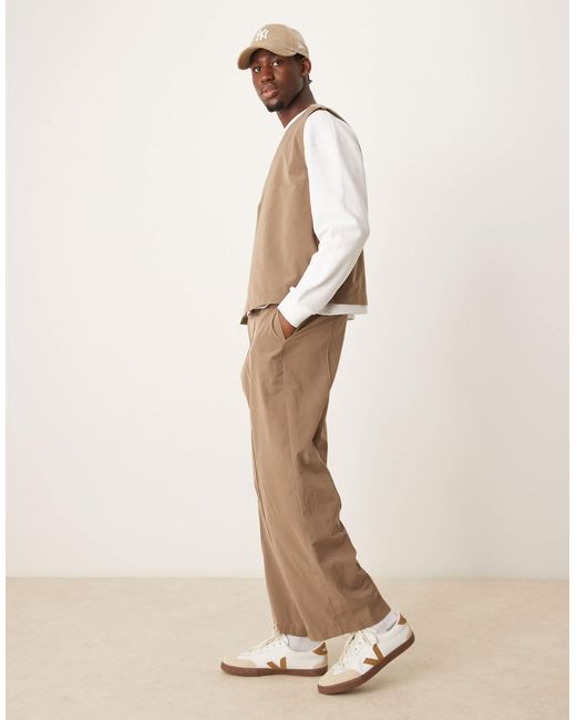 Pantalon large d'ensemble élégant à taille élastique en tissu technique ASOS pour homme en coloris Natural