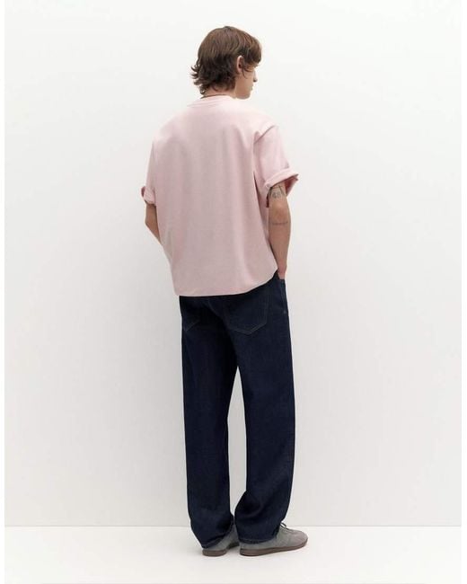 Pull&Bear Pink Boxy Oversized Interlock T-Shirt for men