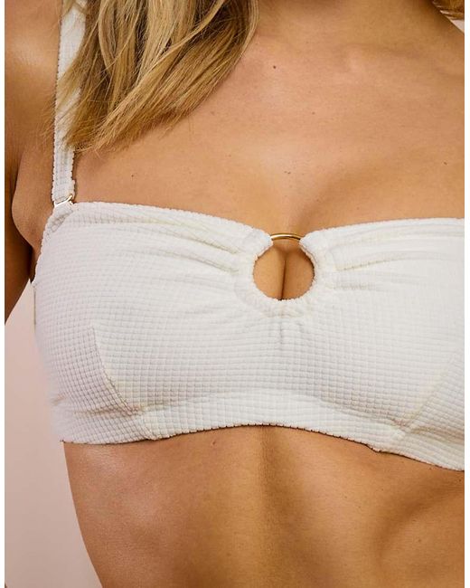 Wolf & Whistle Brown X Maia Andrews Ring Front Crinkle Bikini Top