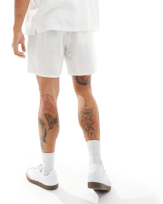 Weekday White Olsen Regular Fit Linen Blend Shorts for men