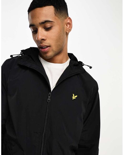 Lyle & Scott Black Icon Logo Zip Through Hooded Jacket for men