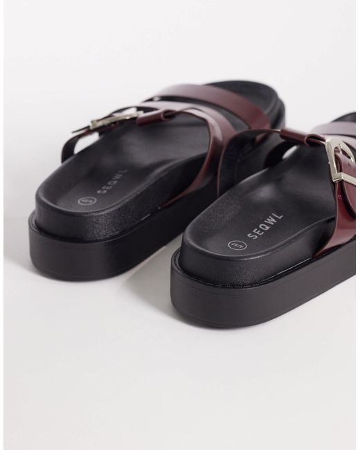SEQWL Red Strappy Flatform Sandals