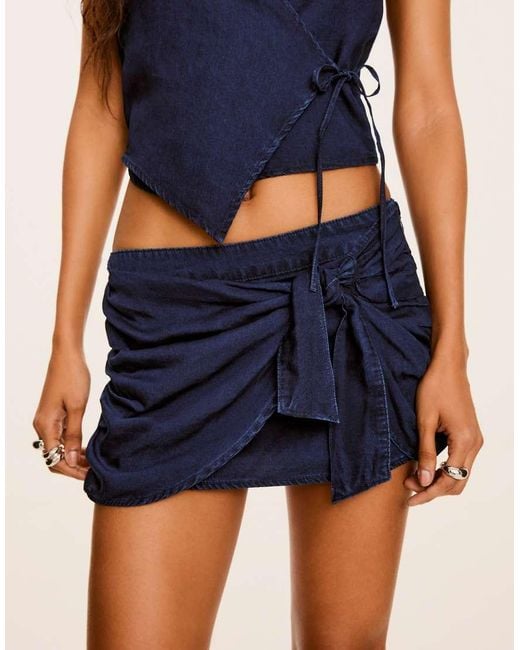 Bershka Blue Mini Denim Skort