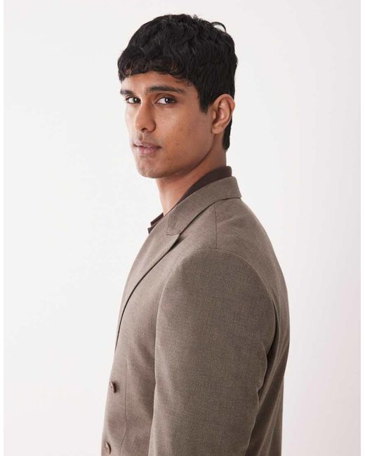 ASOS Brown Double Breasted Regular Suit Jacket for men