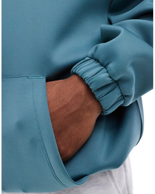 ASOS Blue Oversized Half Zip Scuba Sweatshirt for men